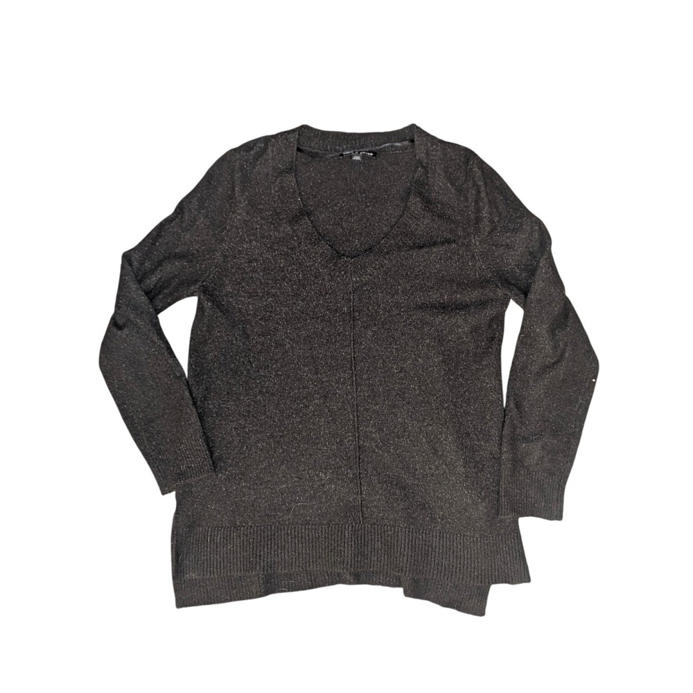 Cable & Gauge Sweater Women Medium Black V-Neck‎ Long Sleeve Knit